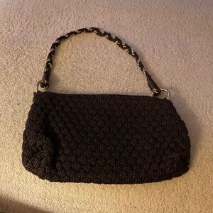Lina Crochet Handbag in Dark Brown with Gold and Brown Chain - Very Gently Used!